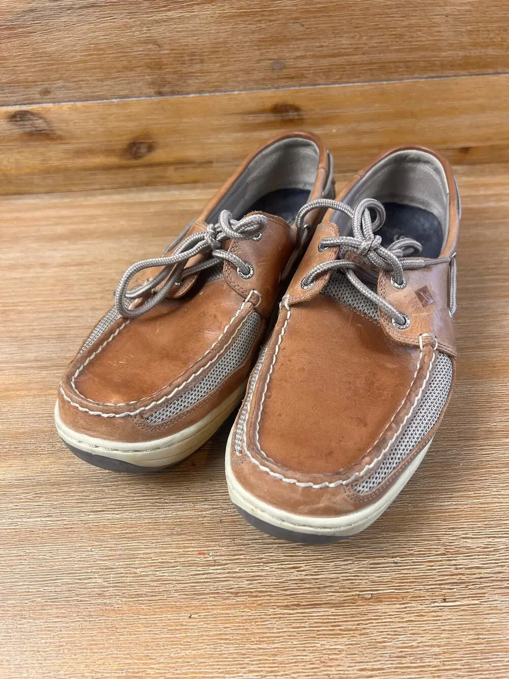 Sperry Top-Sider Men’s 12W Billfish Boat Shoes Brown Leather Mesh 3-Eye